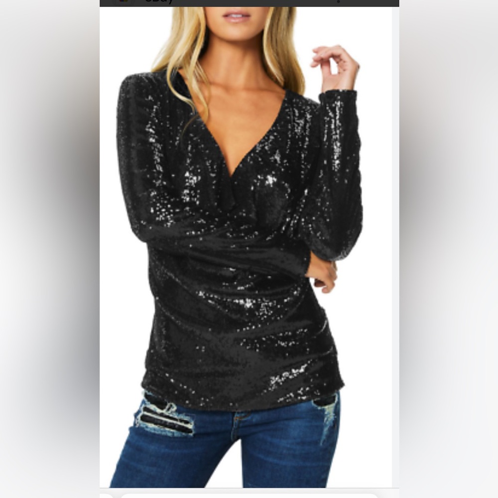 NWT RAMY BROOK Ash Sequined Cowl Top XS COLOUR NAVY